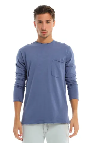 97730 Basic Round Patched Pocket Steel Blue T-Shirt