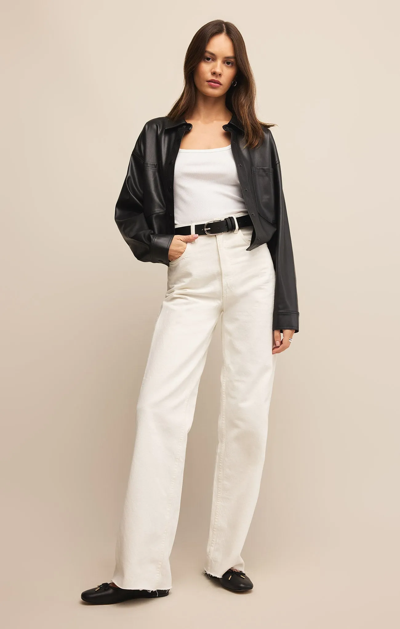 All day Cropped Faux Leather Jacket