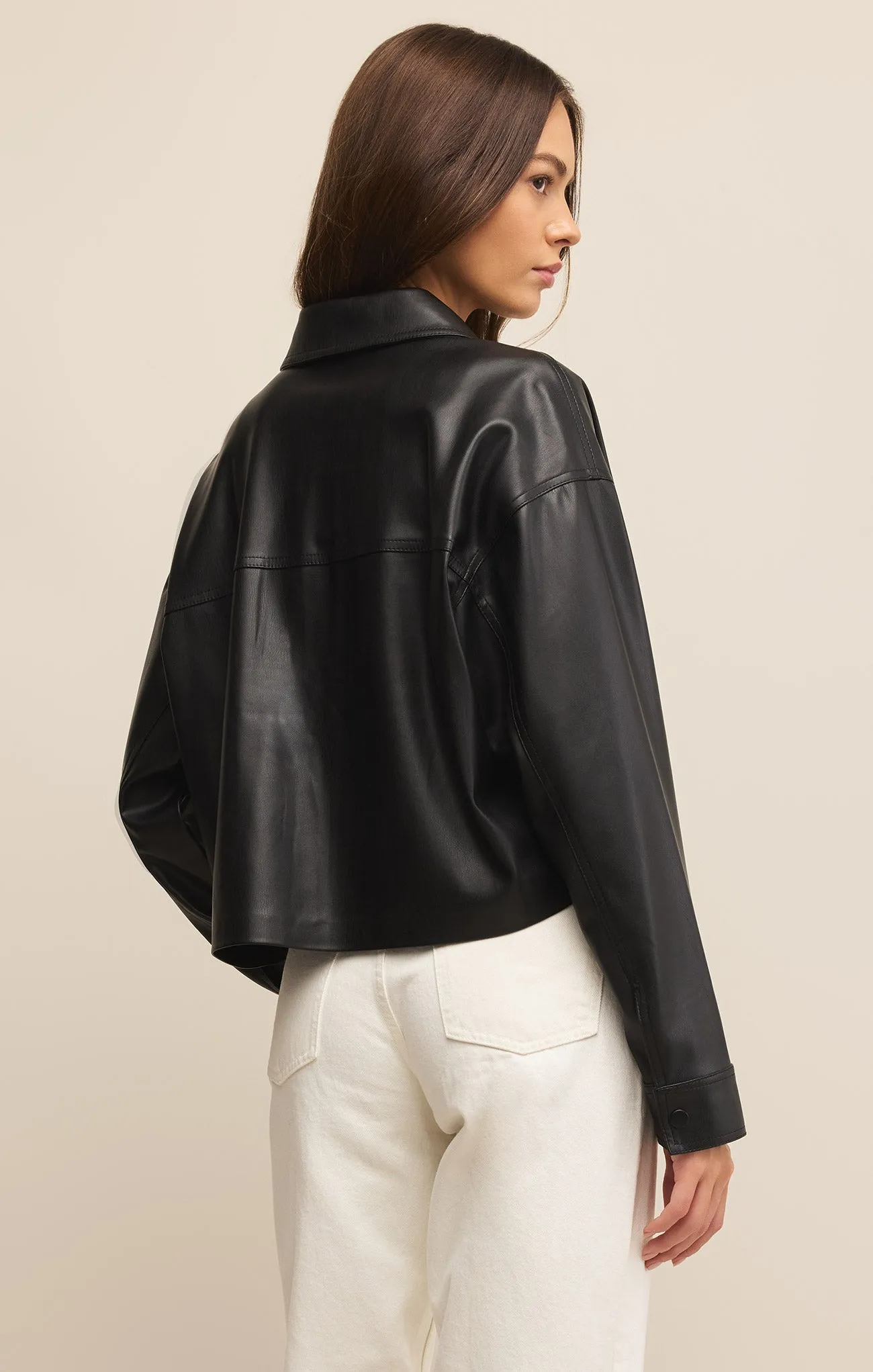 All day Cropped Faux Leather Jacket