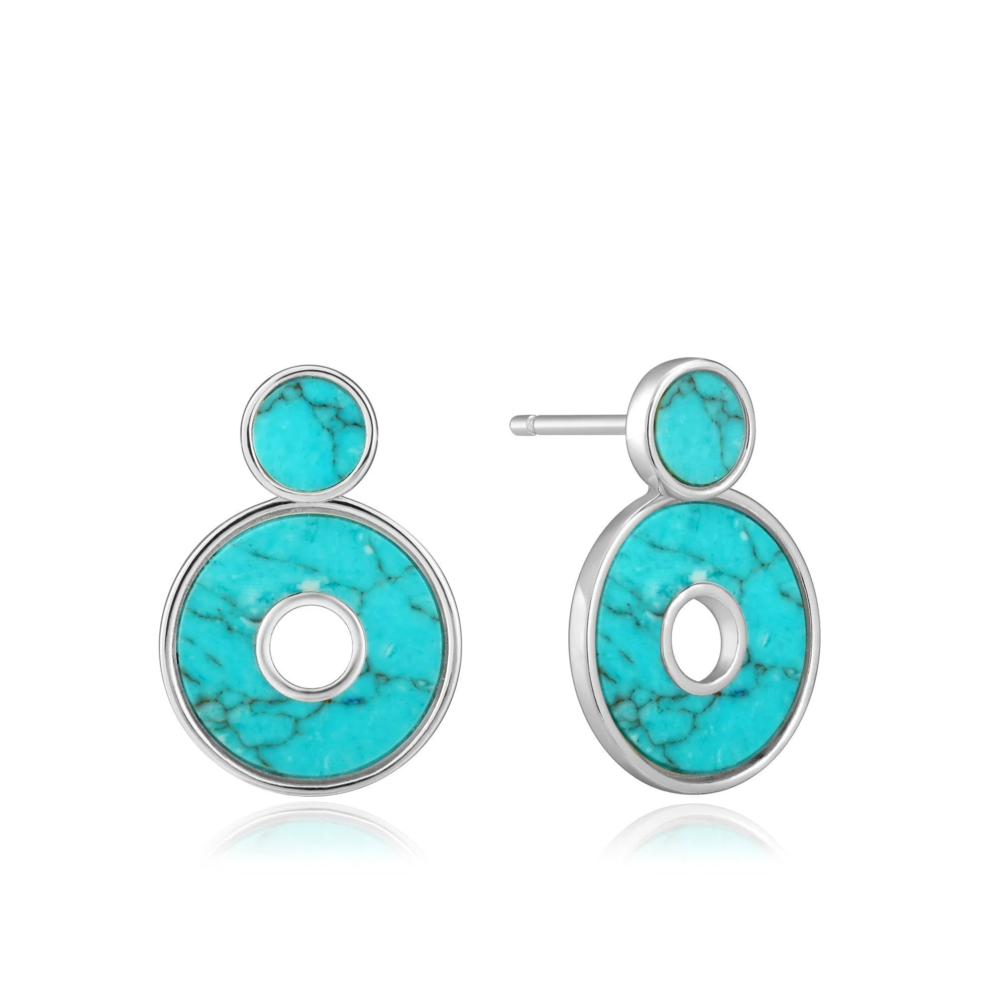 ANIA HAIE - Silver Turquoise Disc Ear Jackets