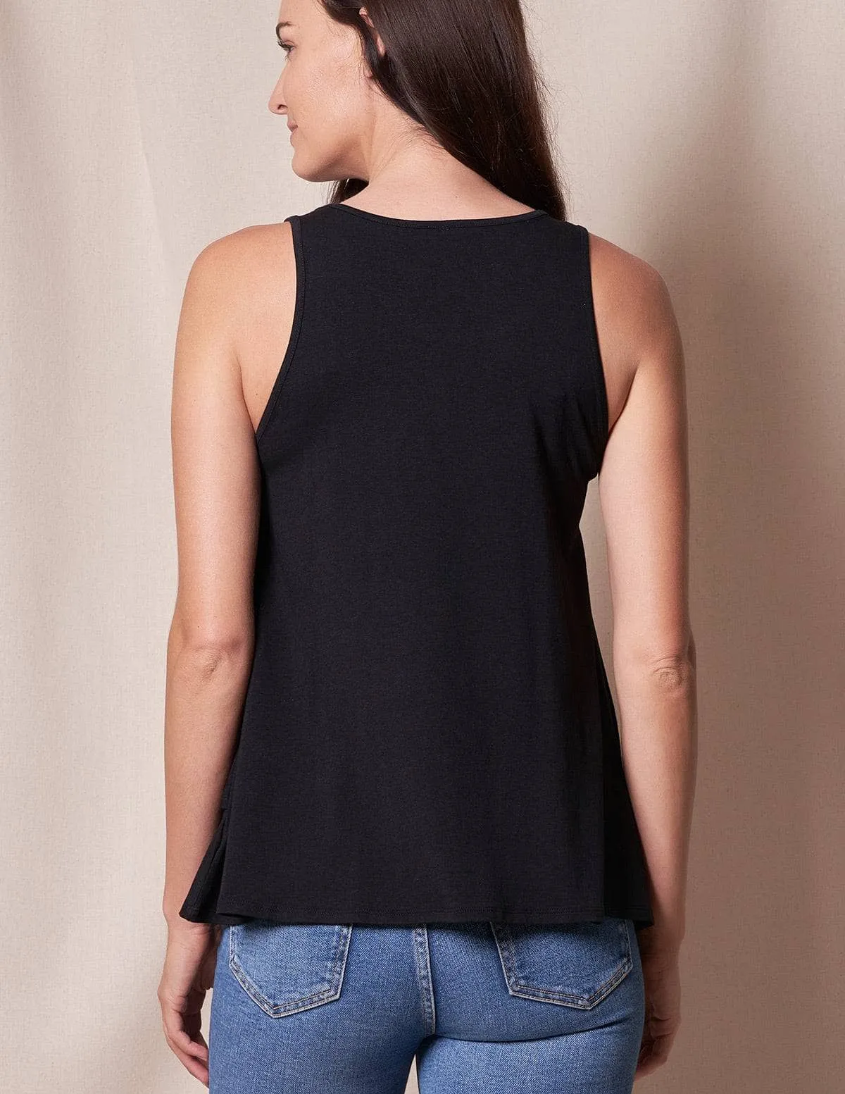 Bamboo / Organic Cotton Layered Tank - Black