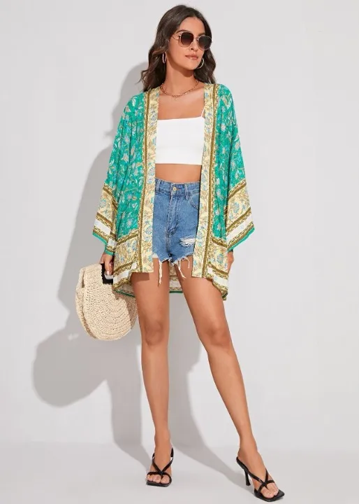 Beautiful Green Boho Kimono Floral