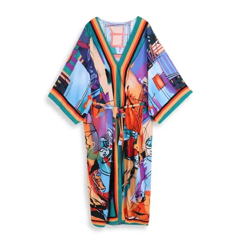 Bohemian Kimono - Bold Prints with Belt