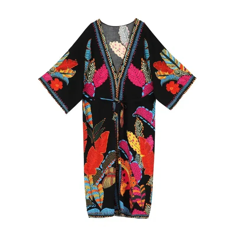 Bohemian Kimono - Bold Prints with Belt