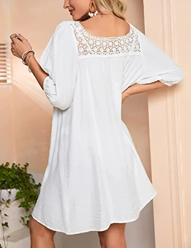 Button-Down Lace Beach Dress: Women's Swimsuit Cover Up