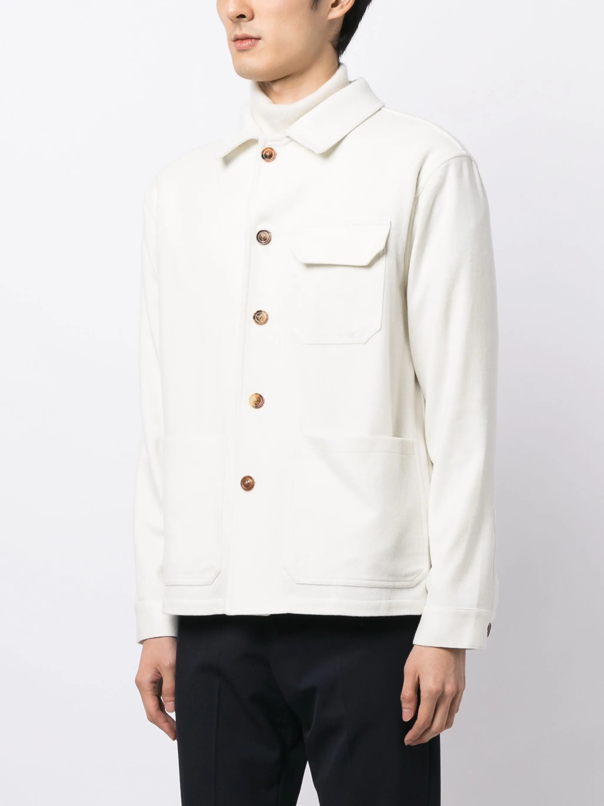 Buttoned Cotton Shirt Jacket