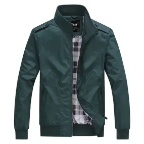 Casual Outdoor Epaulet Polyester Thin Jacket Slim Fit Stand Collar Coat For Men