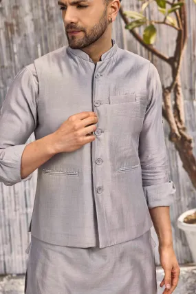 Chanderi Bundi Jacket - Grey