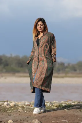 CHARISMATIC VEGGIE GREEN Colour Kani Jacket Along With New Designer Jaal Pattern