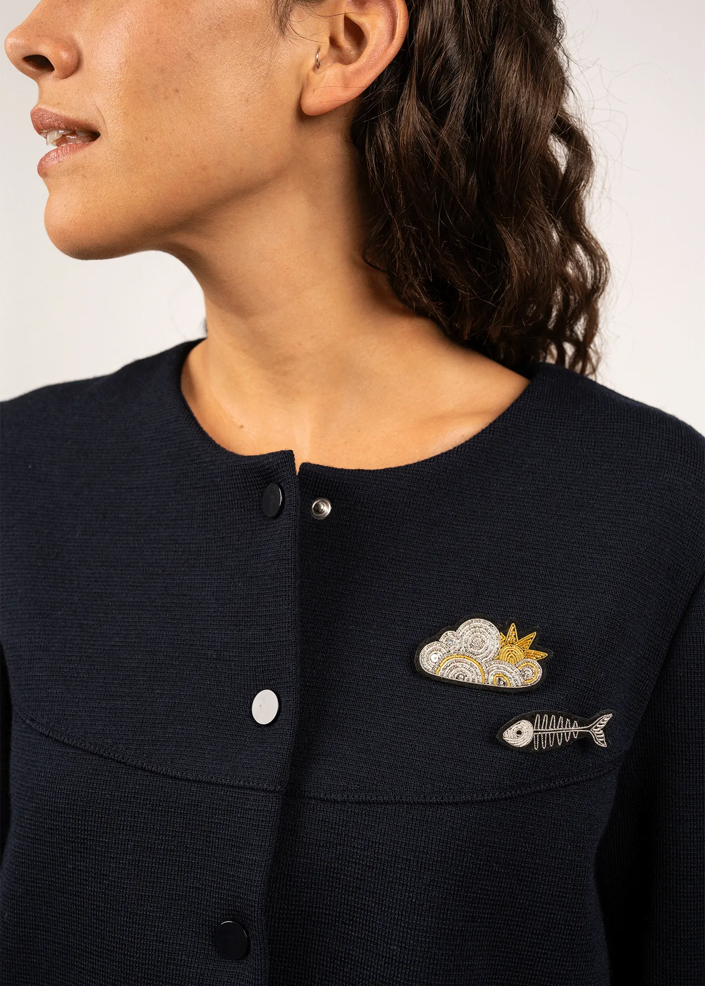 Cloudy embroidered brooch - SAINT JAMES x Macon & Lesquoy (OR)