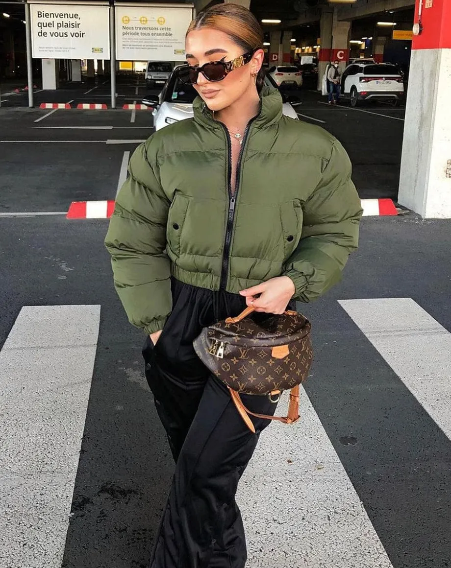 Crop Puffer Jacket - Khaki