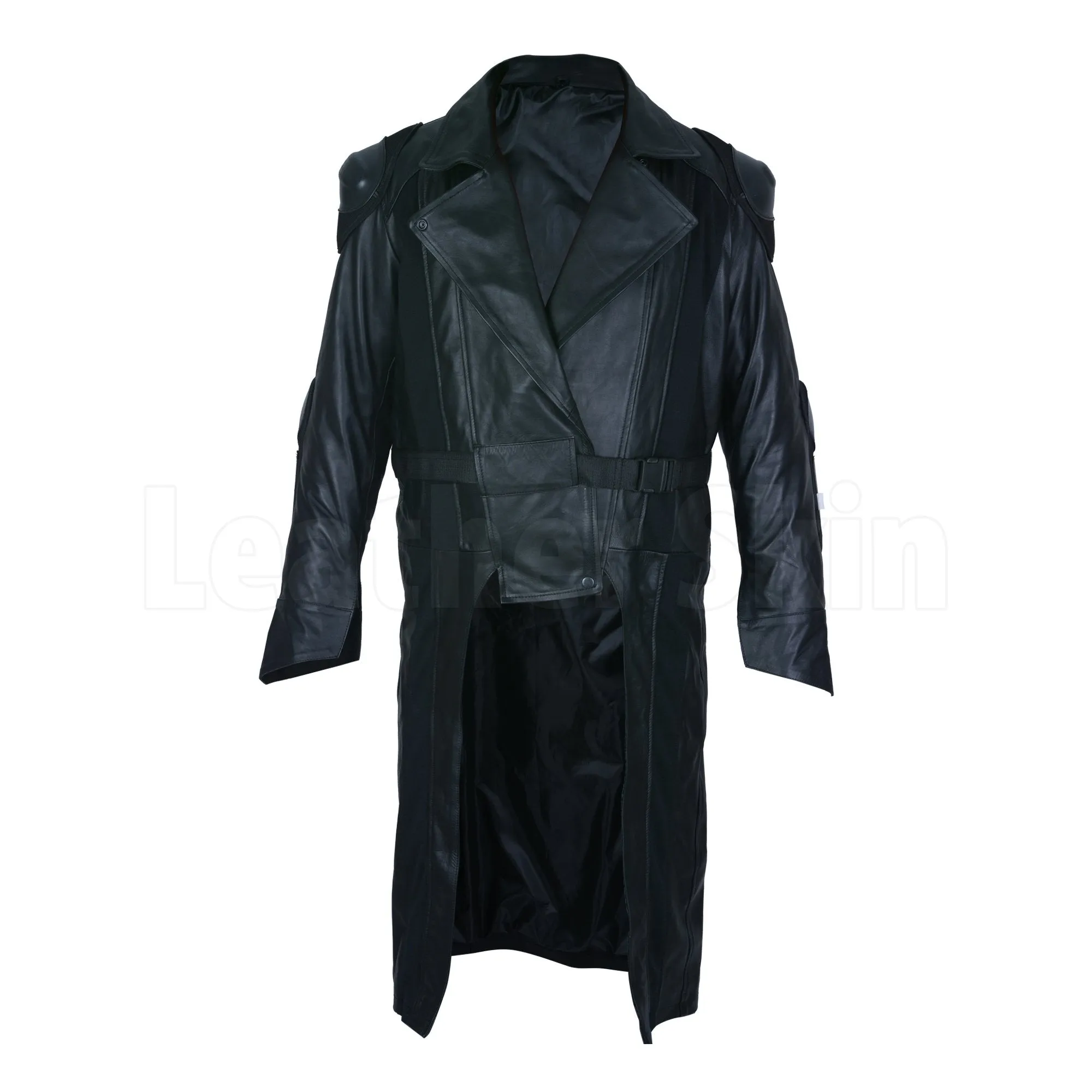 Daring Men Biker Long Coat Black