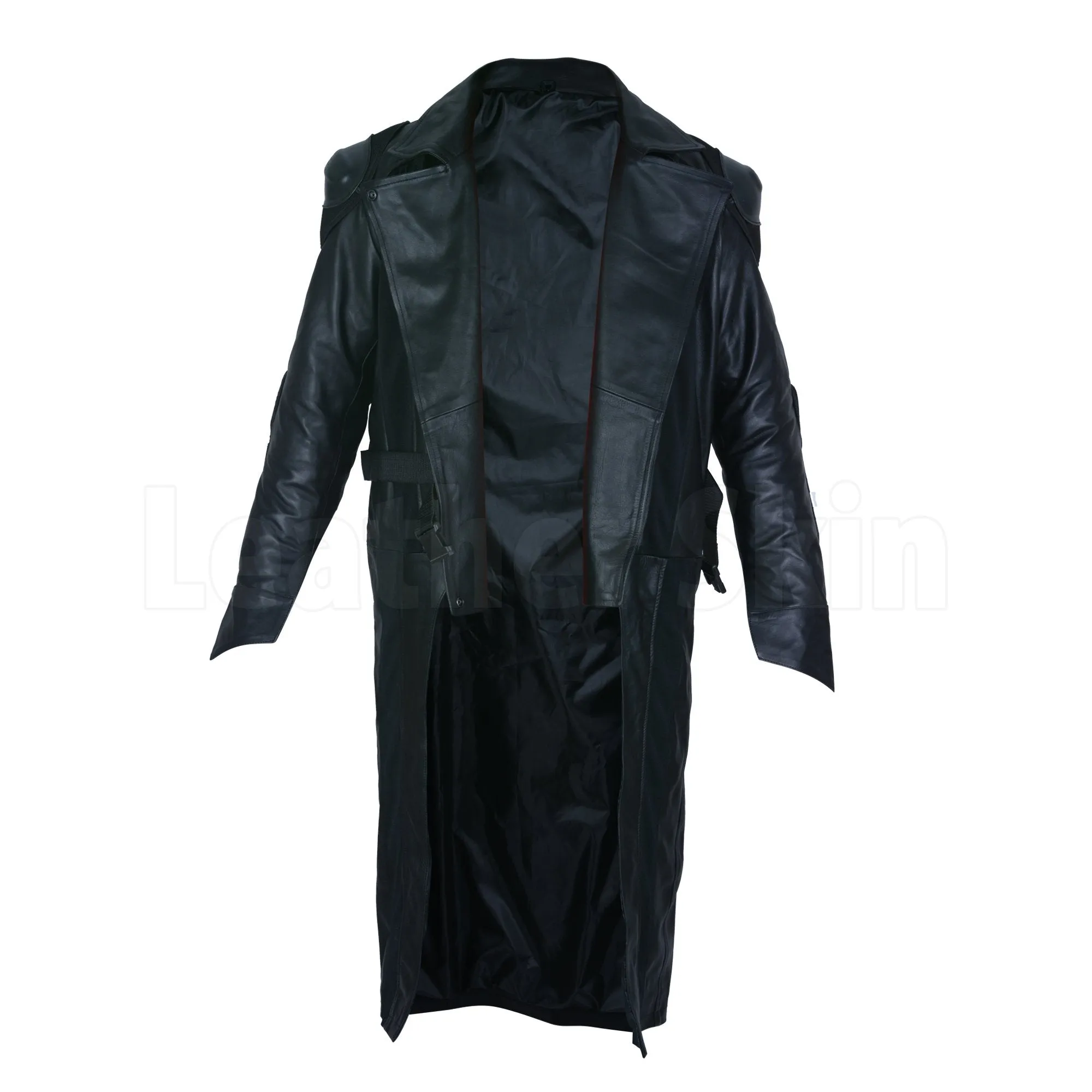 Daring Men Biker Long Coat Black