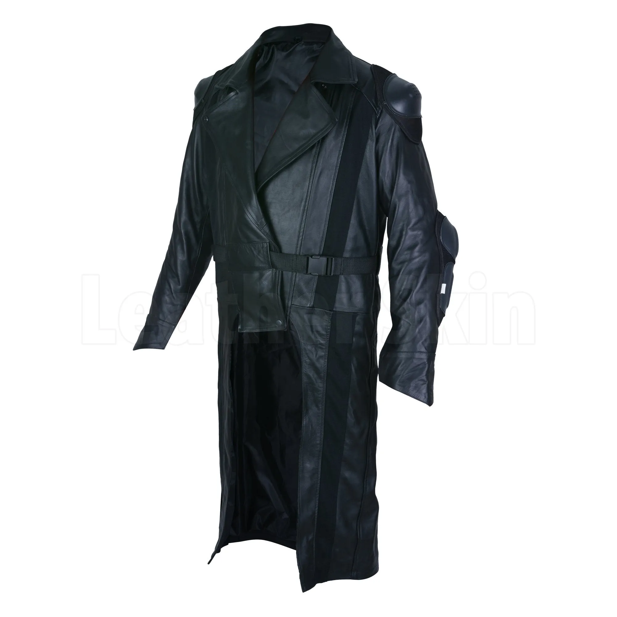 Daring Men Biker Long Coat Black