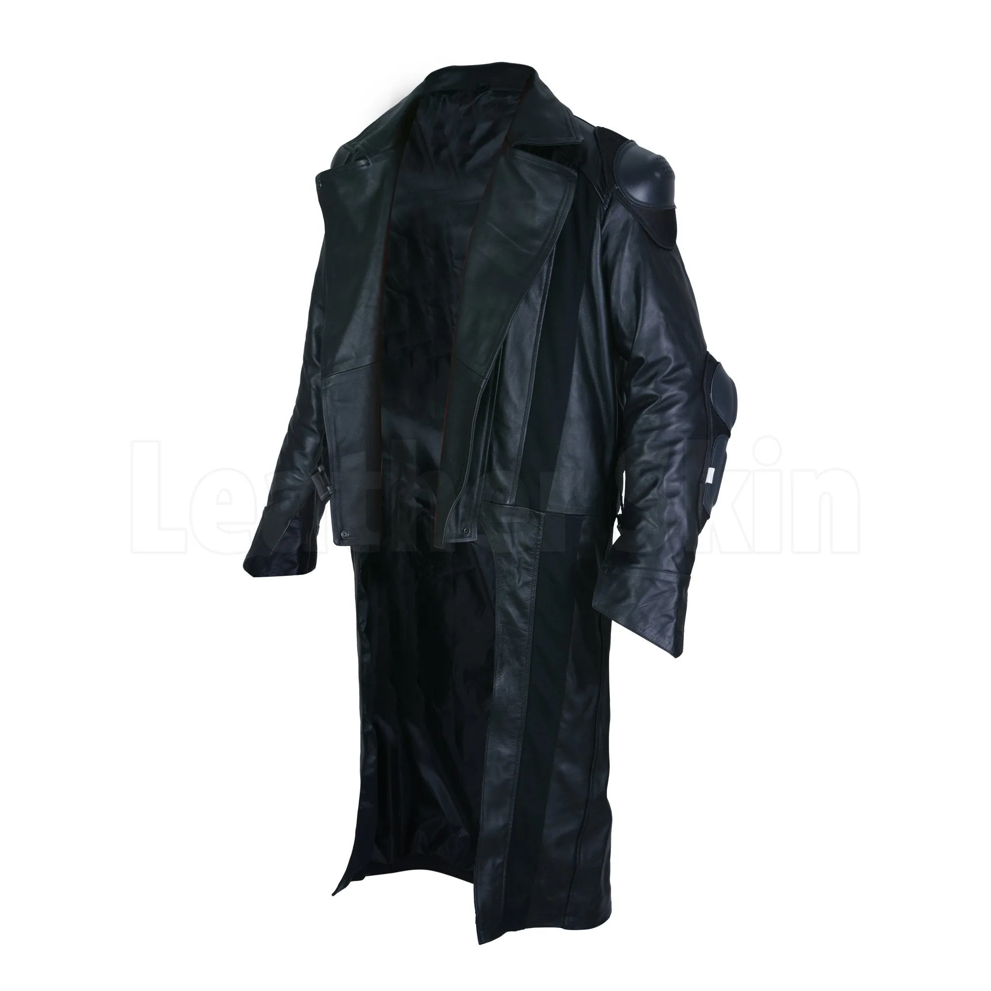 Daring Men Biker Long Coat Black