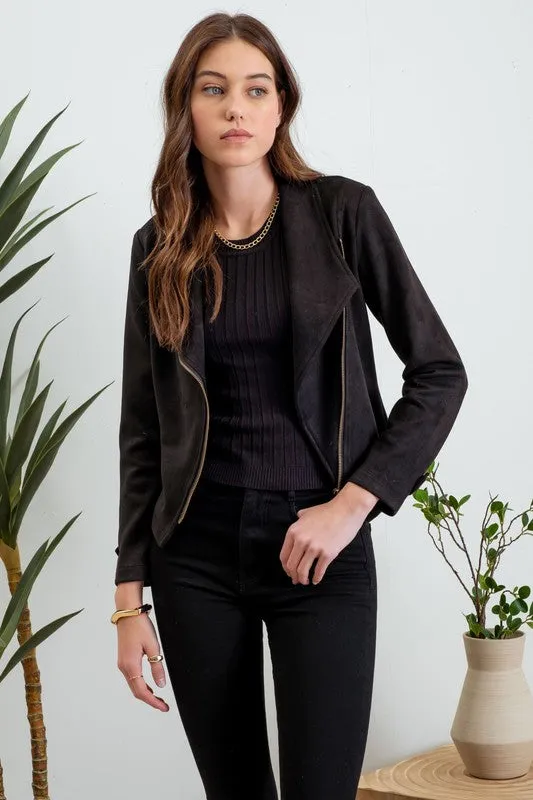 Faux Suede Moto Jacket