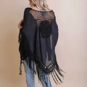 Fringed Crochet Kimono