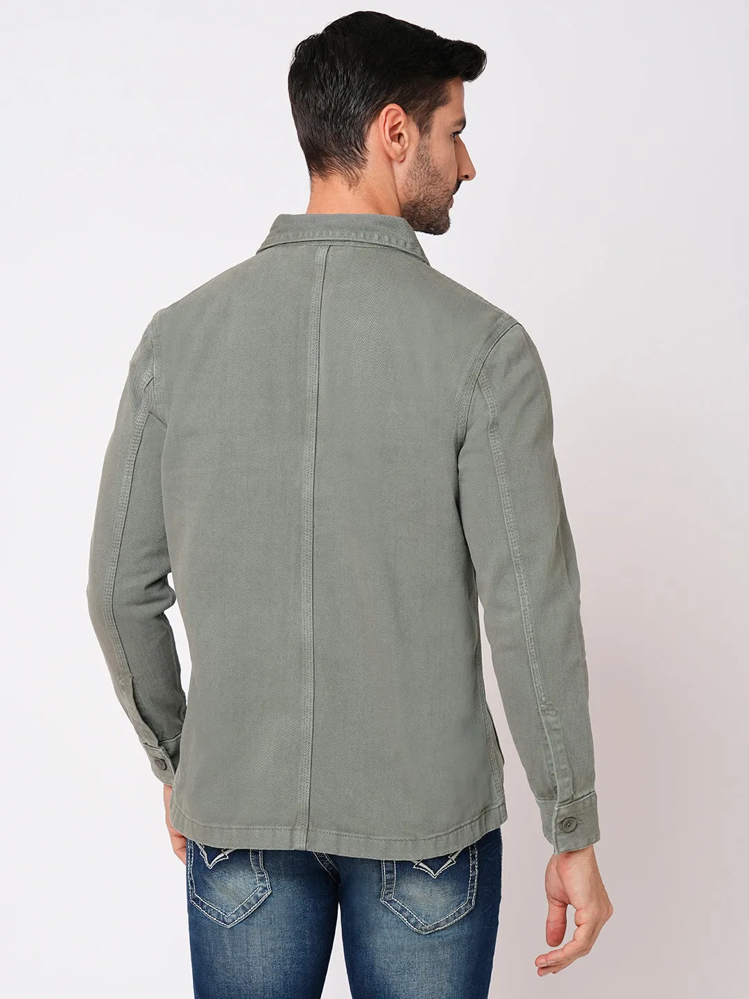 Grey Full Sleeve Cotton Jacket