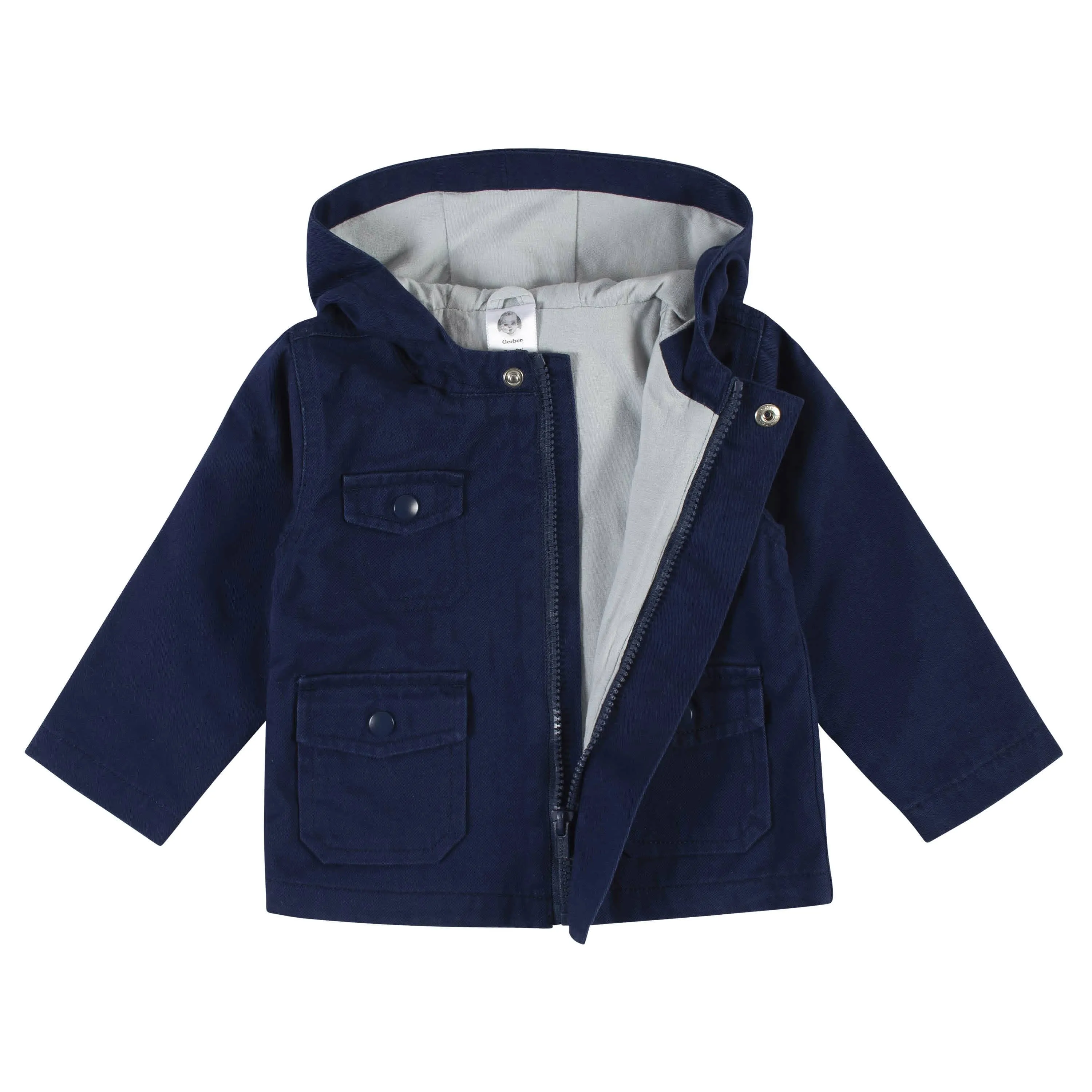 Infant & Toddler Navy Hooded Cotton Twill Utility Jacket