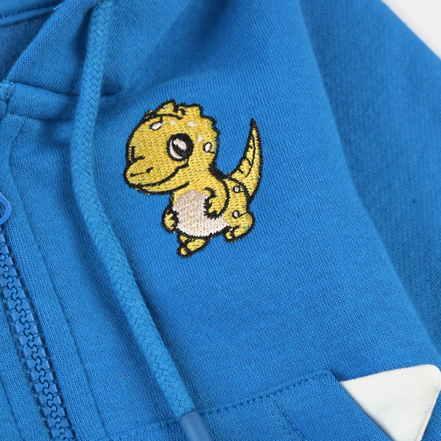 Infant Boys Fleece Knitted Hooded Jacket Dino-Blue