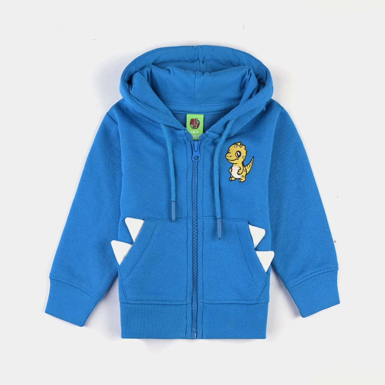 Infant Boys Fleece Knitted Hooded Jacket Dino-Blue