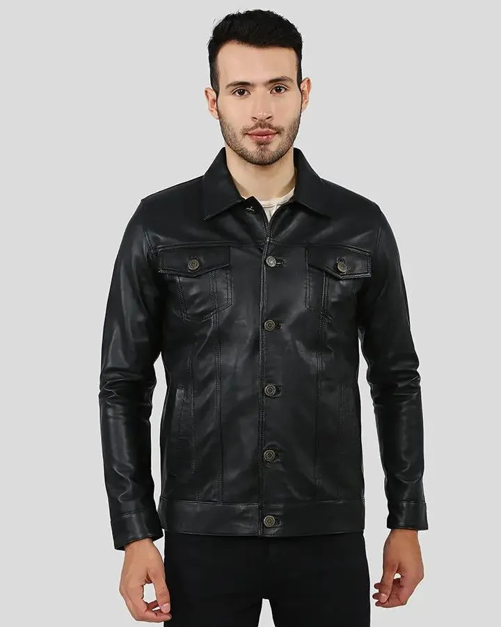 Jake Black Slim Fit Biker Leather Jacket