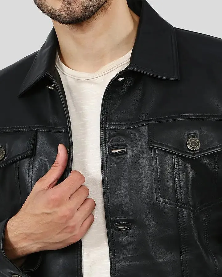 Jake Black Slim Fit Biker Leather Jacket