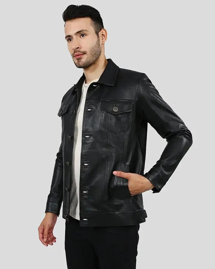 Jake Black Slim Fit Biker Leather Jacket