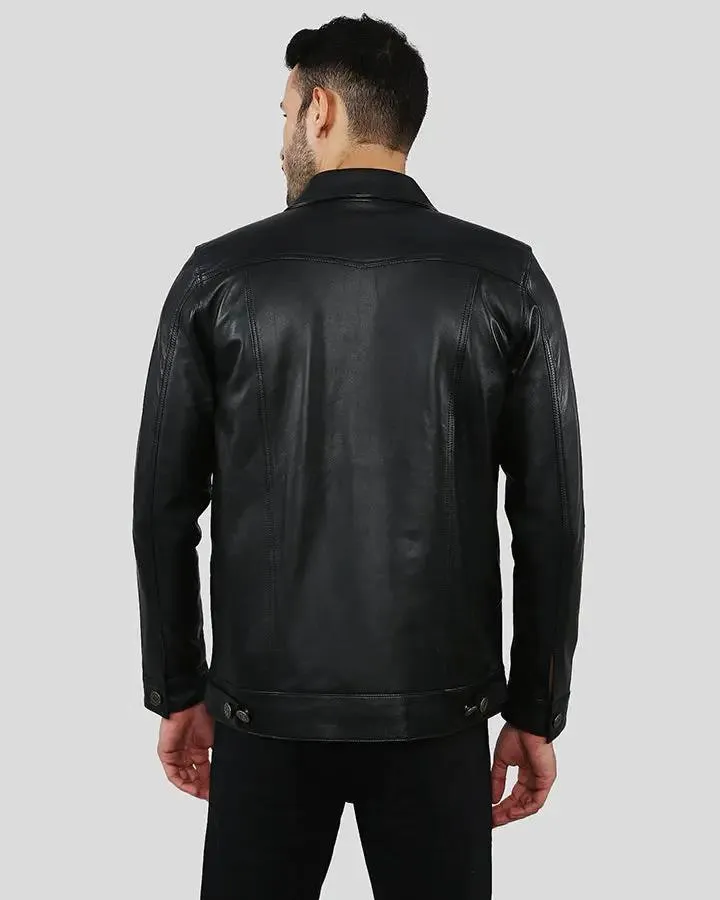 Jake Black Slim Fit Biker Leather Jacket