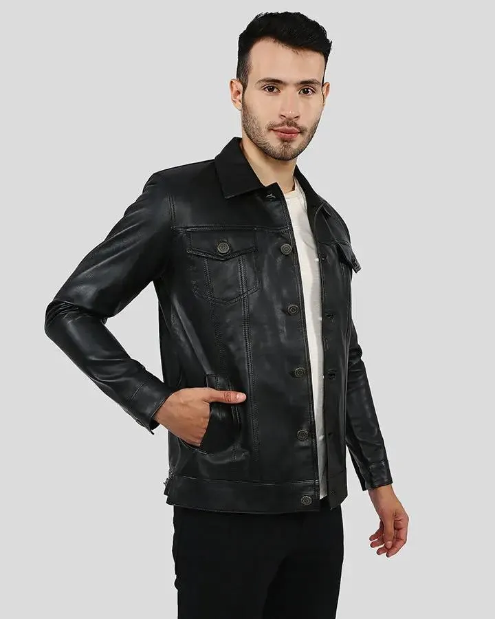 Jake Black Slim Fit Biker Leather Jacket