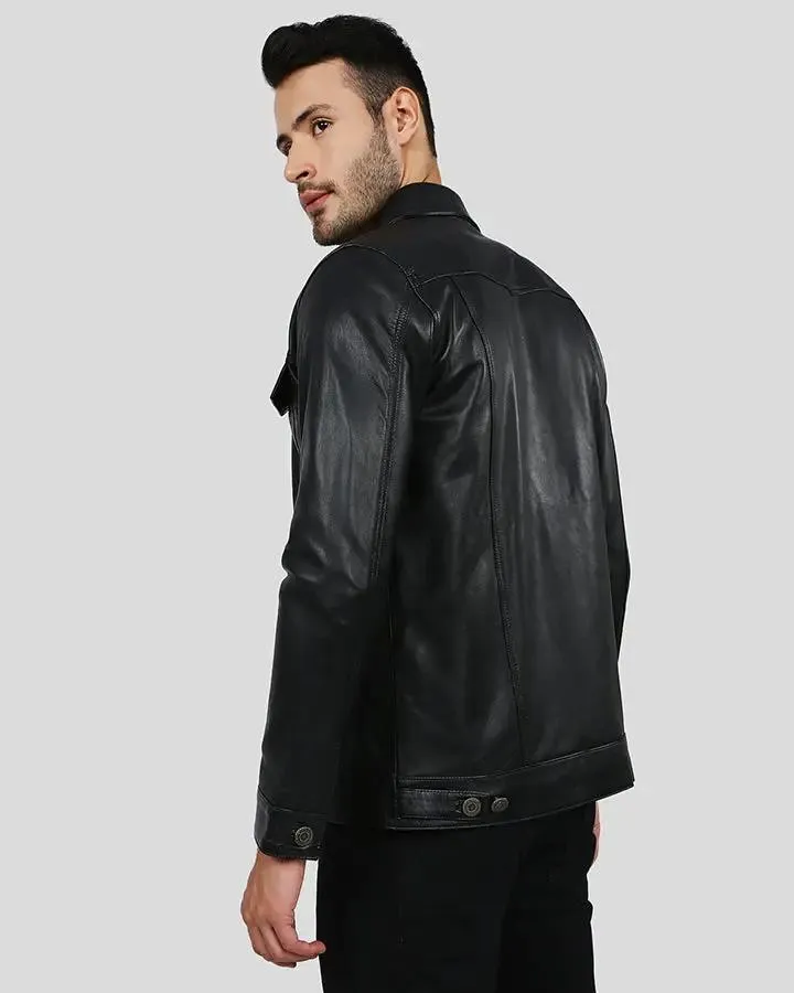 Jake Black Slim Fit Biker Leather Jacket