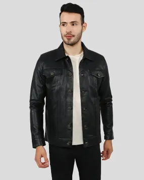 Jake Black Slim Fit Biker Leather Jacket