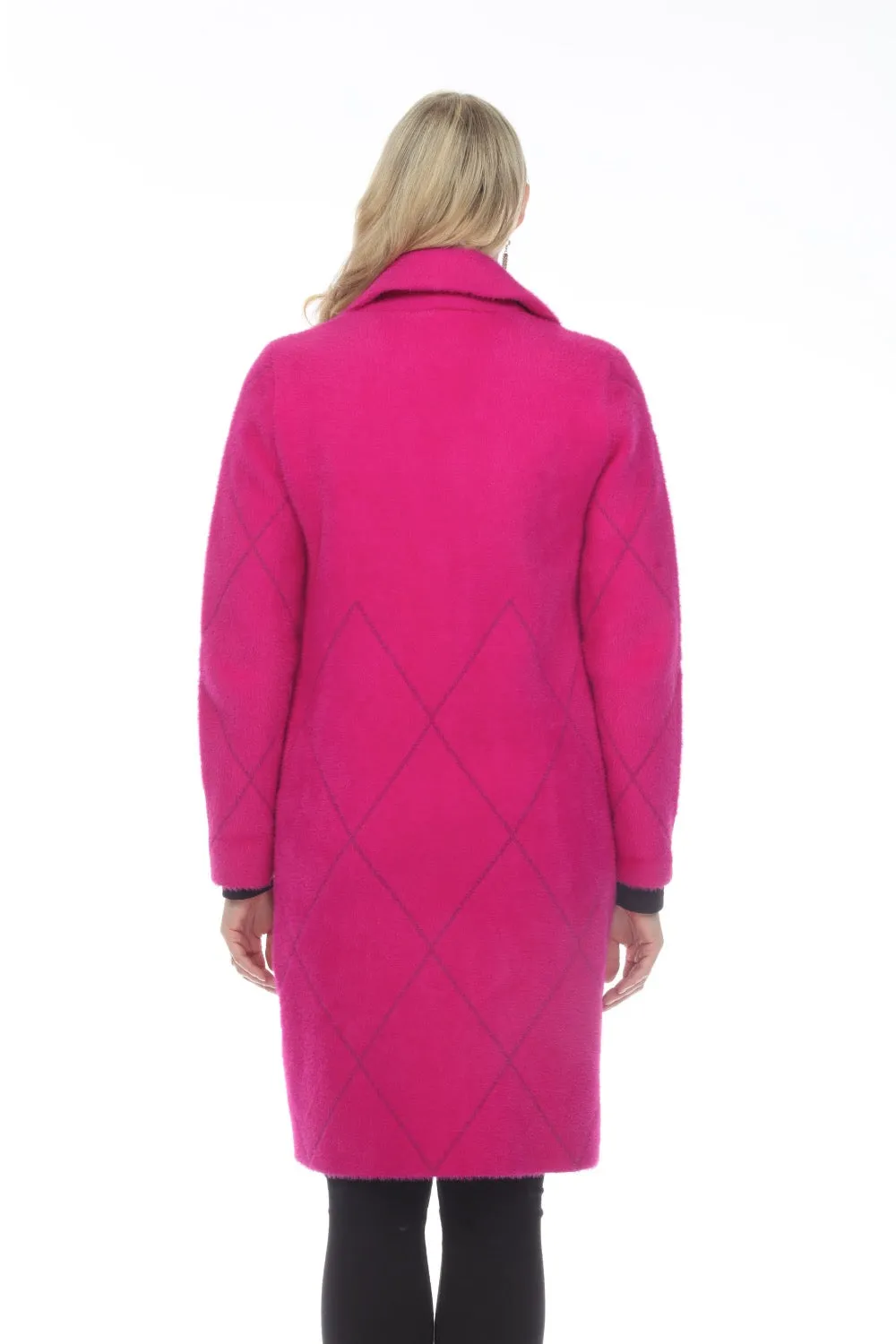 Joseph Ribkoff Quilted Fuzzy Knit Long Sleeve Coat 233951