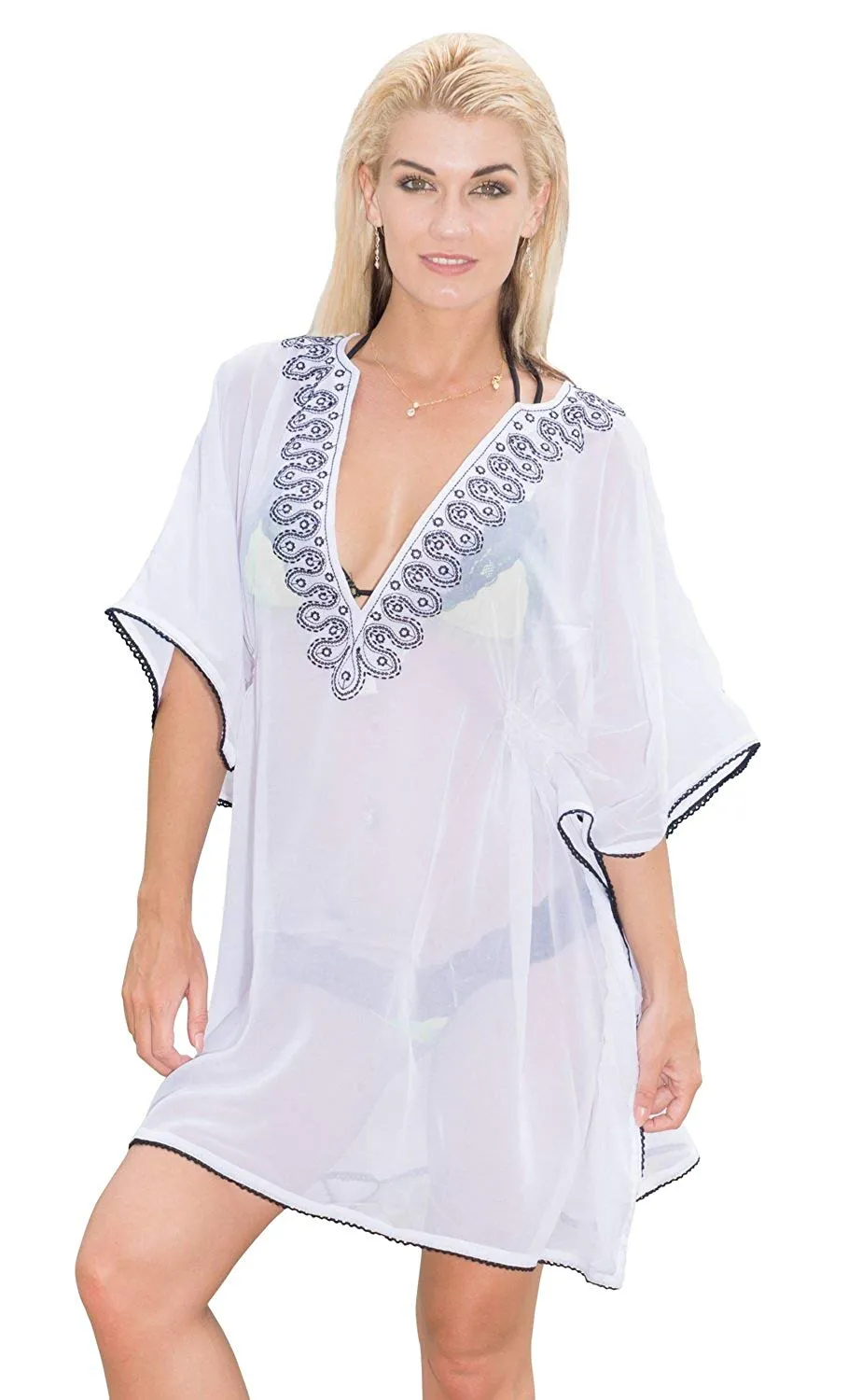 LA LEELA Bikini Swimwear Swimsuit Beach Cover ups Women Dresses Embroidery