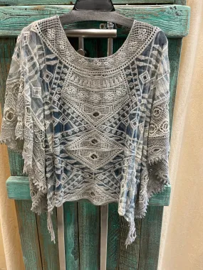 Lace and Crochet Top in Denim by Origami