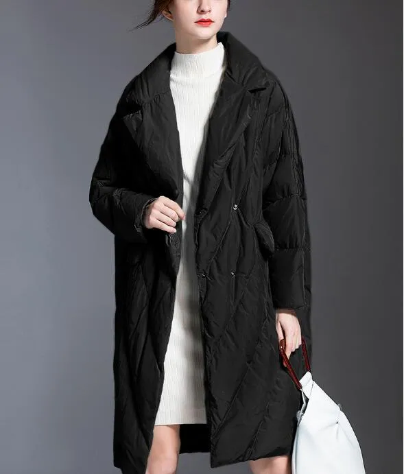 Loose Women Down Coat Winter Loose 90% Hooded Duck Down Jackets Long Warm Down Coat Any Size