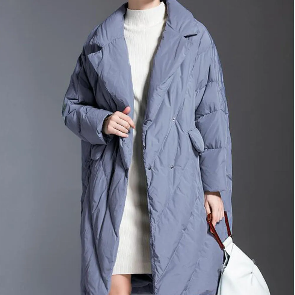 Loose Women Down Coat Winter Loose 90% Hooded Duck Down Jackets Long Warm Down Coat Any Size