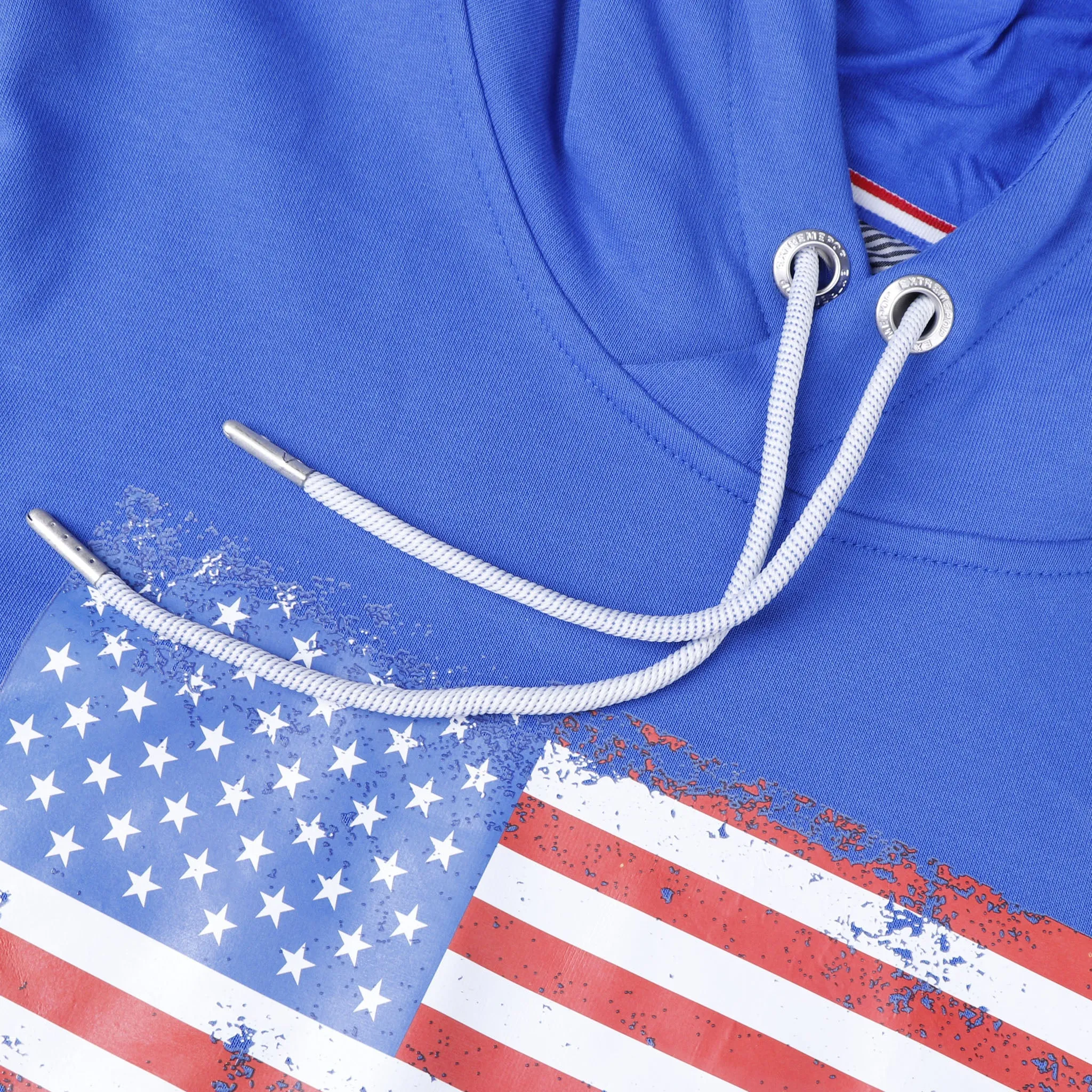 Men Distressed American Flag Classic Style Hoodie