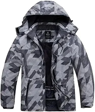 Men's Plus Size Waterproof Ski Jacket Big&Tall Warm Winter Hooded Coat Snow Mountain Windbreaker