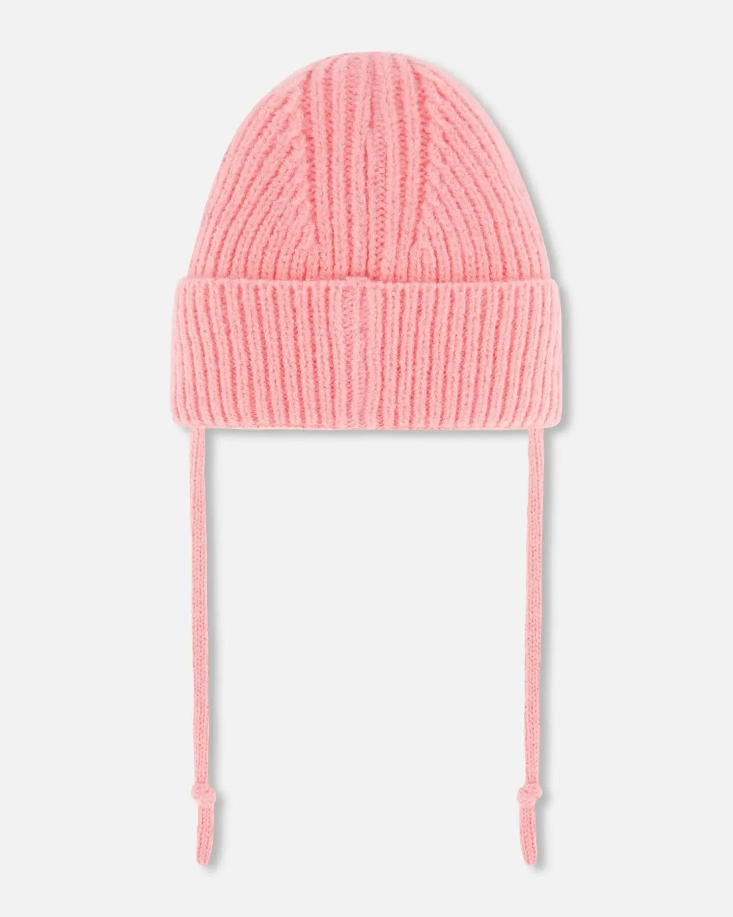 Mid-Season Knit Hat With Strings Pink