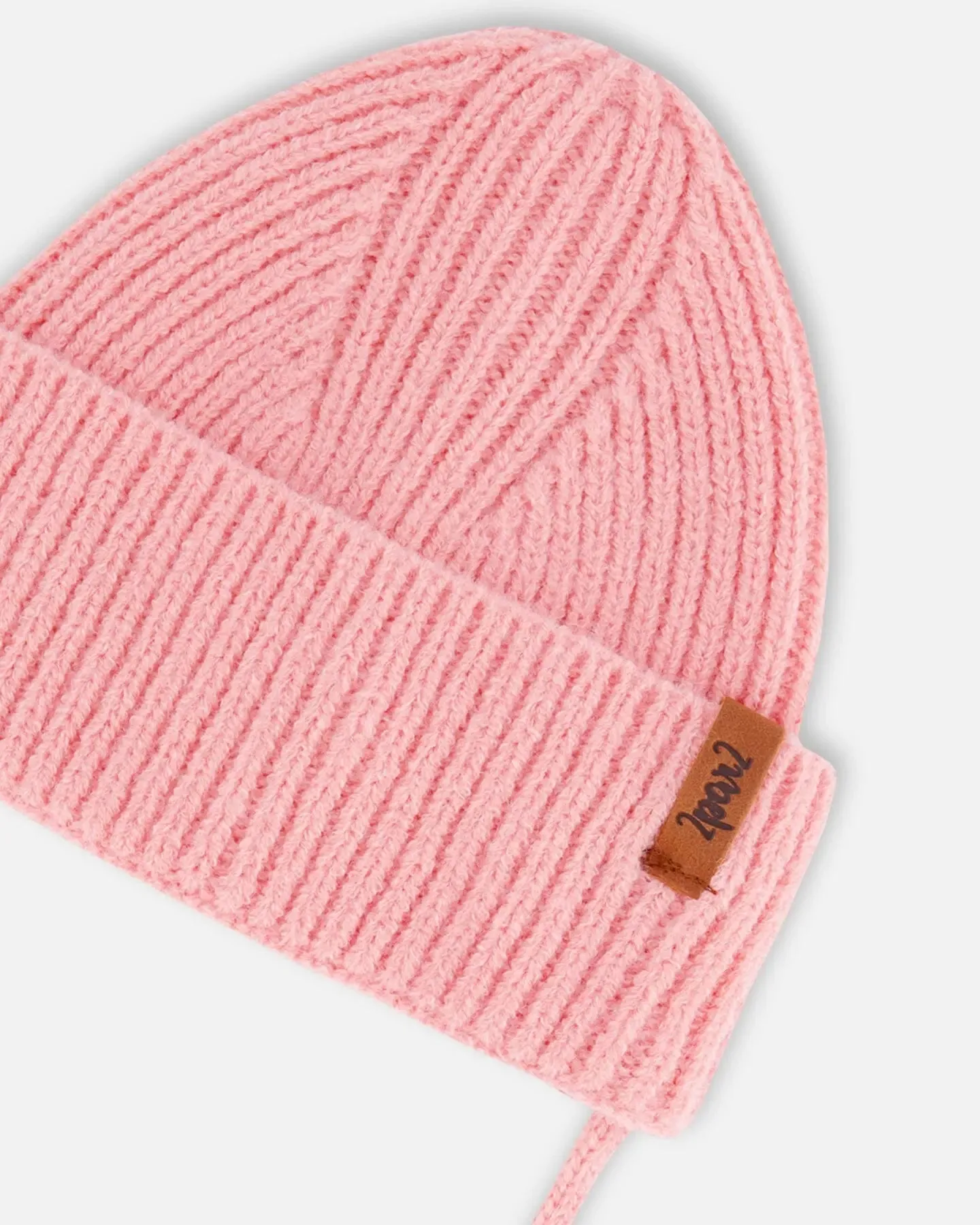 Mid-Season Knit Hat With Strings Pink