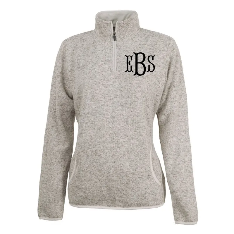 Monogrammed Ladies Heathered Fleece Pullover- Choose Color