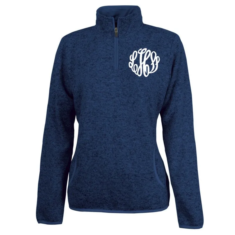 Monogrammed Ladies Heathered Fleece Pullover- Choose Color