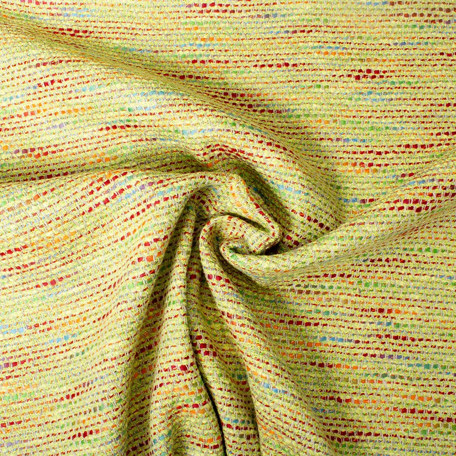 Multi-Coloured Fluorescent Green Linen Blend Bouclé