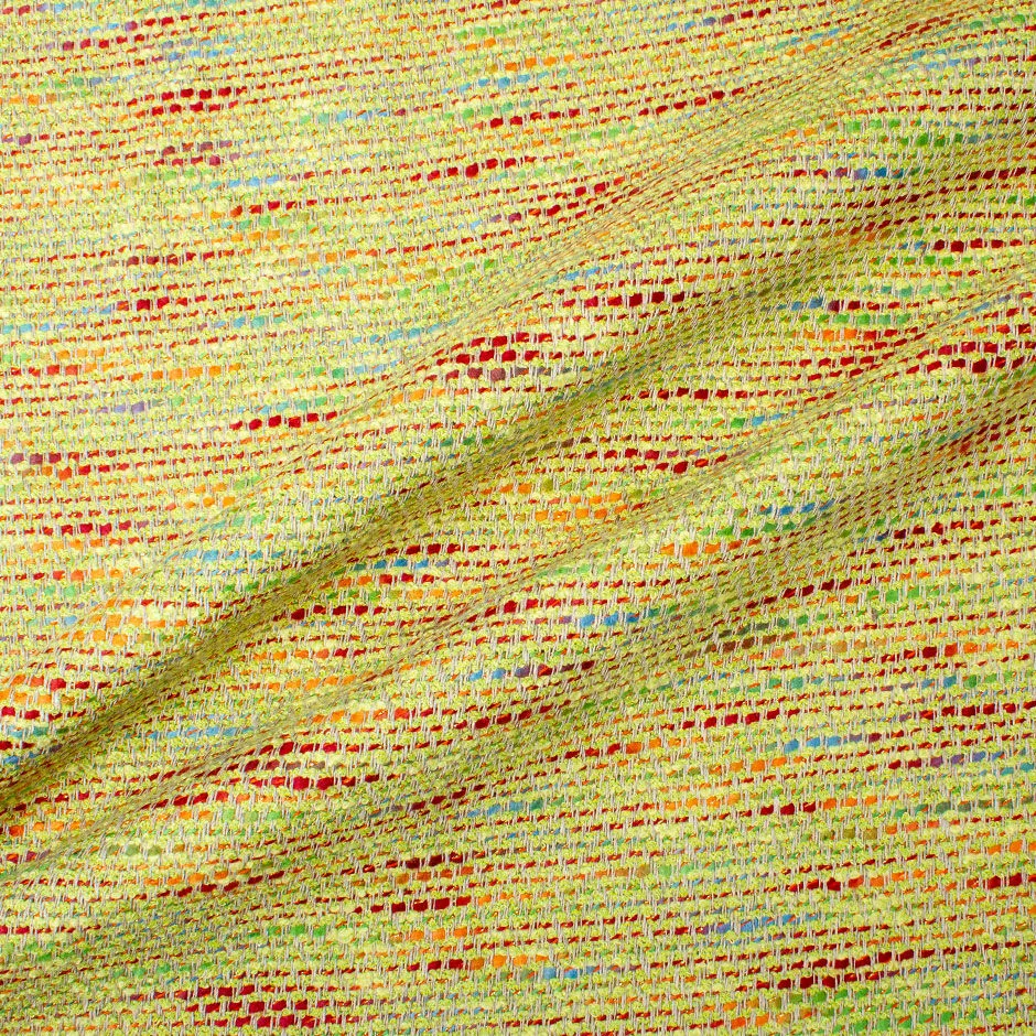 Multi-Coloured Fluorescent Green Linen Blend Bouclé