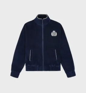 NY Crest Velour Track Jacket - Navy/Cream