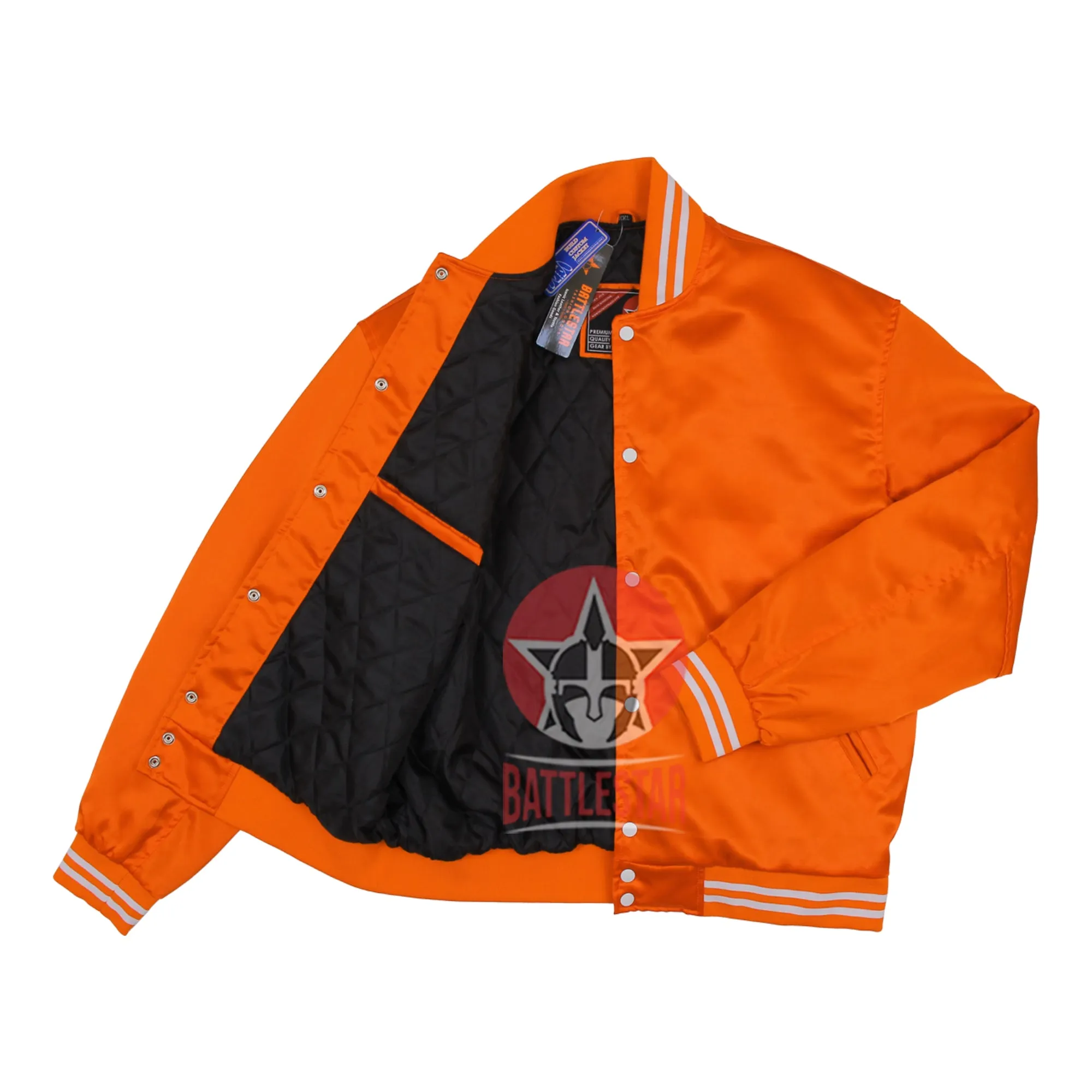 Orange Satin Varsity Baseball Jacket