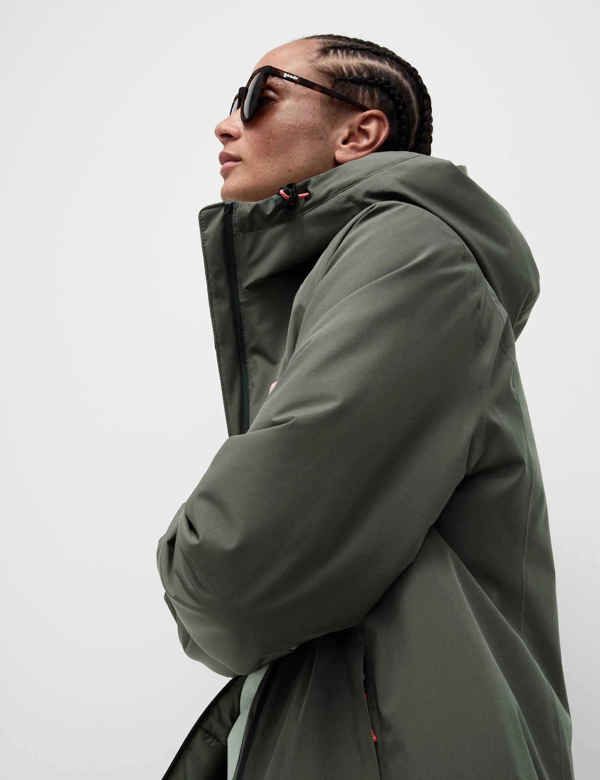 Padded Waterproof Hooded Jacket - Dark Olive