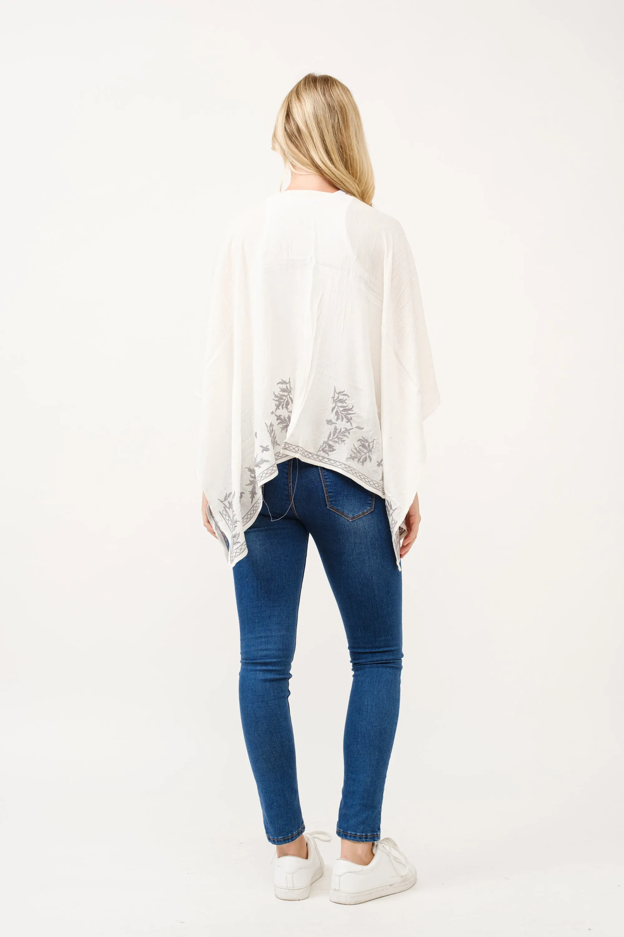 RAJ LILI FLORAL EMBROIDERED DUSTER KIMONO