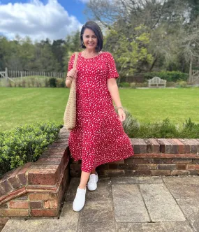 Red Tiered Confetti Smock Dress